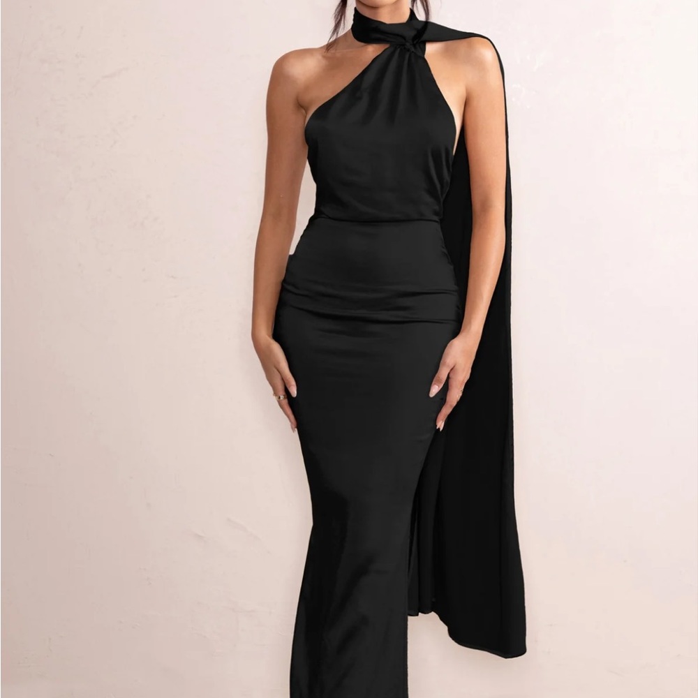 Club London MADEMOISELLE dress black black less assumetryical scarf neck